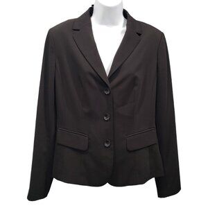 Evan Picone Blazer Stretch 3 Button Black Career Minimalist Womens 10 NEW